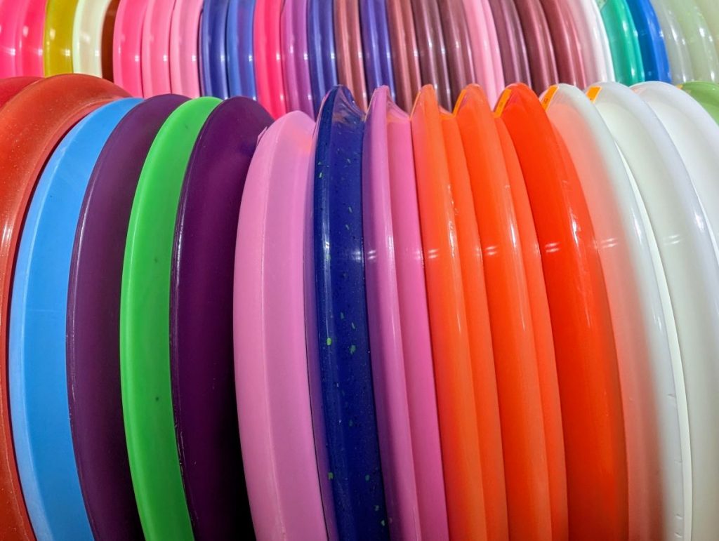 Bright colorful plastics used in ABC Golf Discs